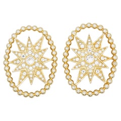 Christian Dior John Galliano Vintage Huge Rose des Vents Crystals Star Earrings