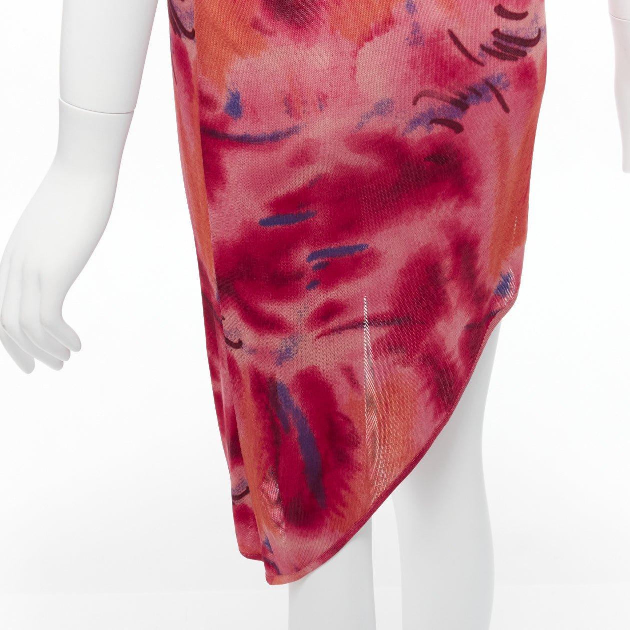 CHRISTIAN DIOR John Galliano Vintage print asymmetric hem slip dress FR38 M 4