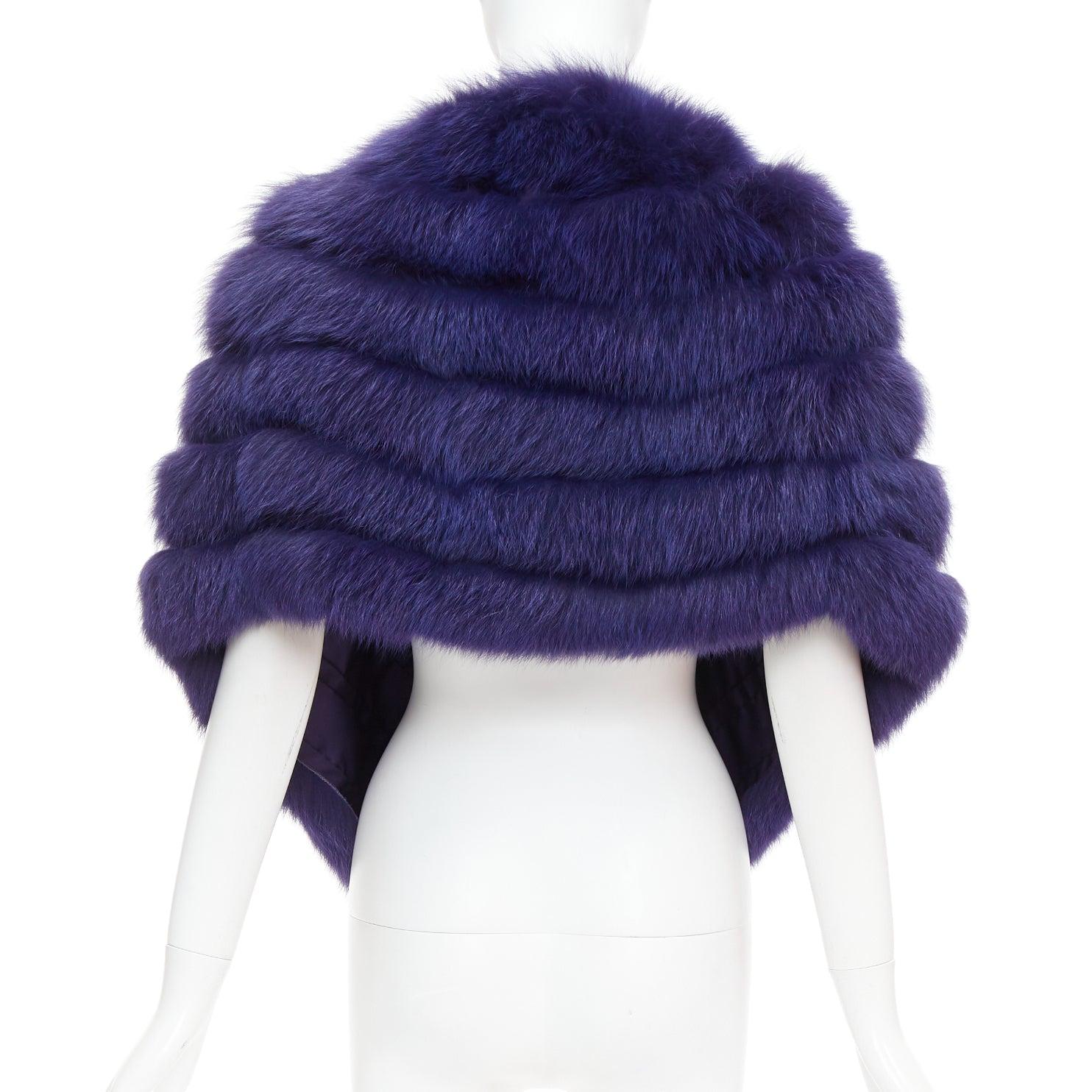 Women's CHRISTIAN DIOR John Galliano Vintage purple rare fur shawl with crystal brooch For Sale