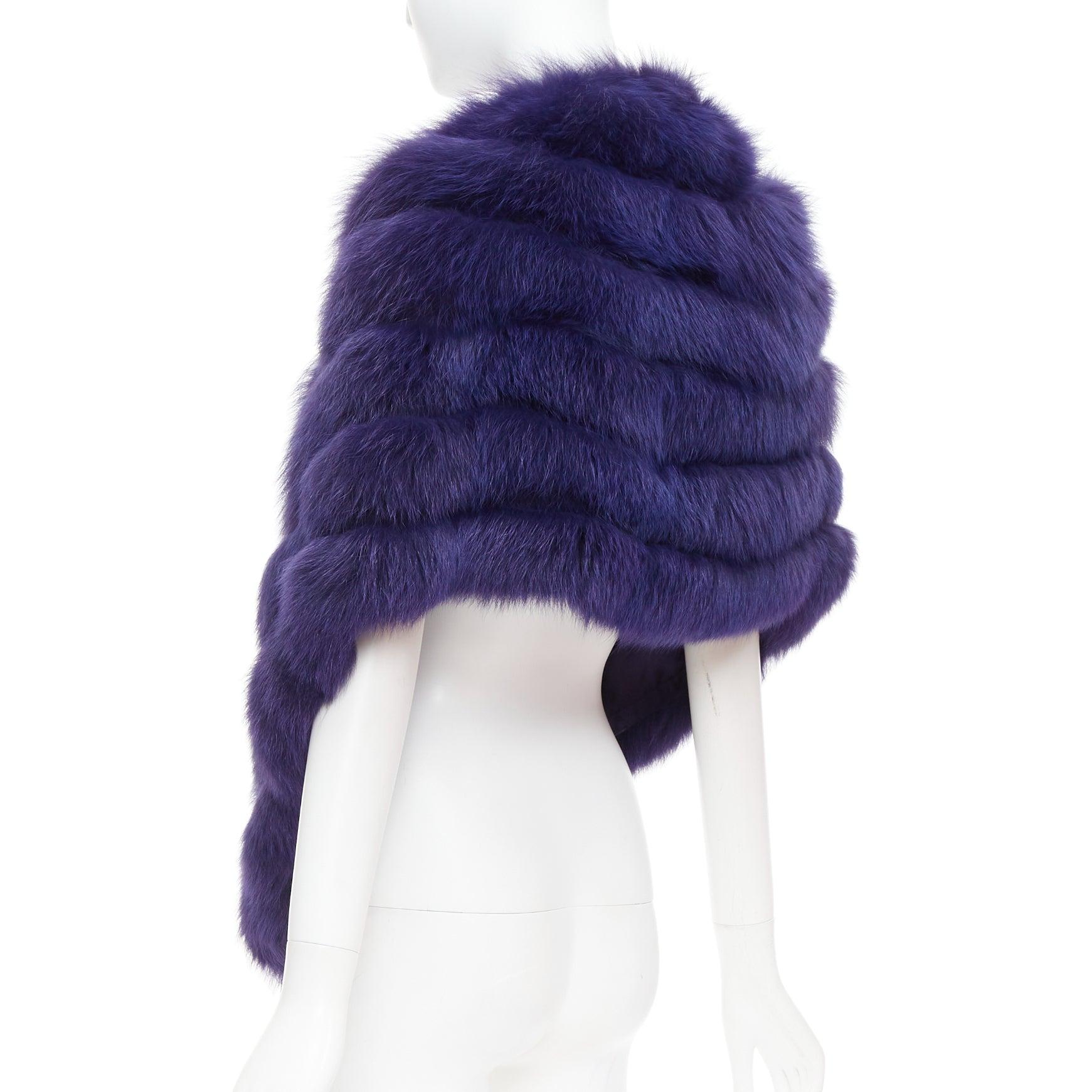 CHRISTIAN DIOR John Galliano Vintage purple rare fur shawl with crystal brooch For Sale 1