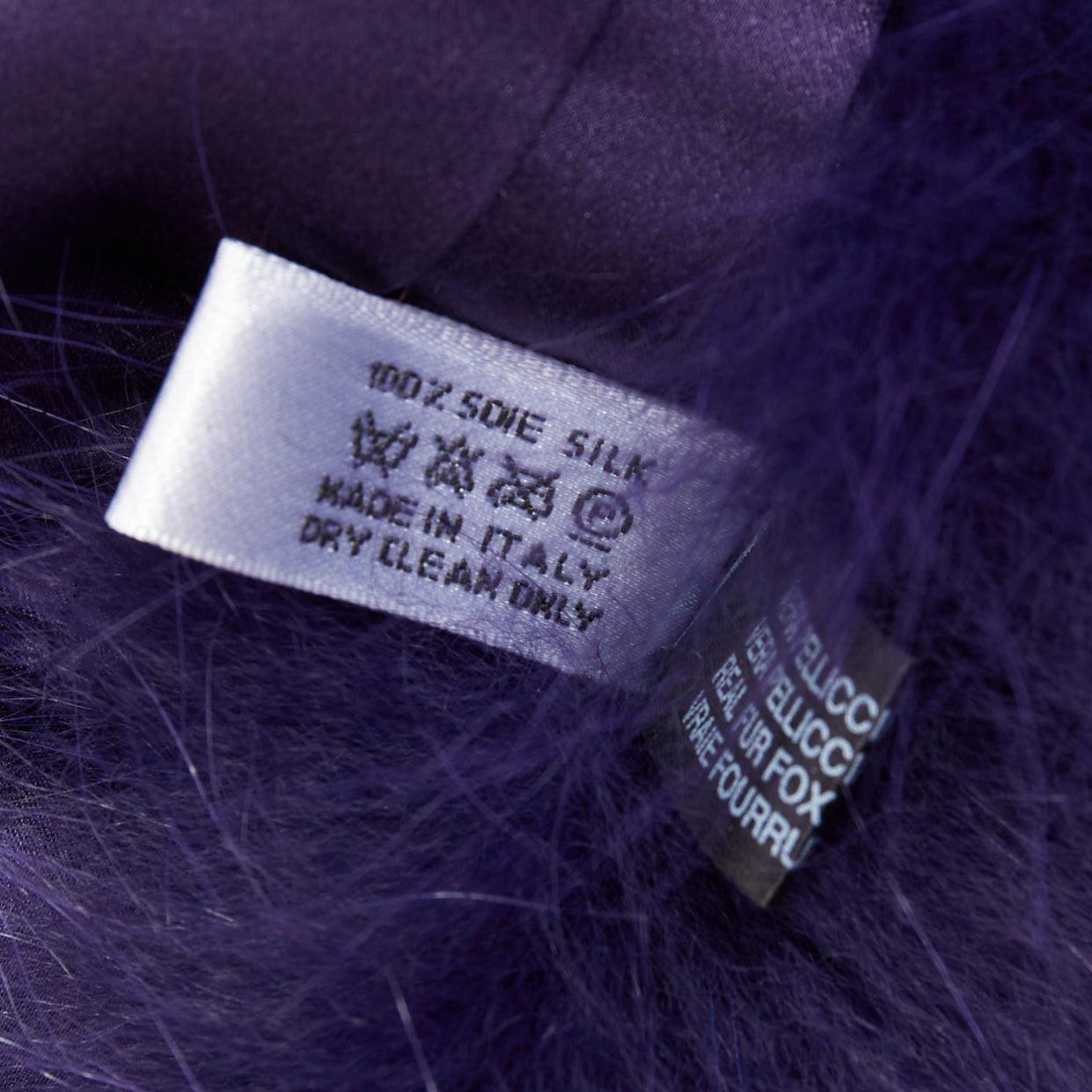 CHRISTIAN DIOR John Galliano Vintage purple rare fur shawl with crystal brooch For Sale 4
