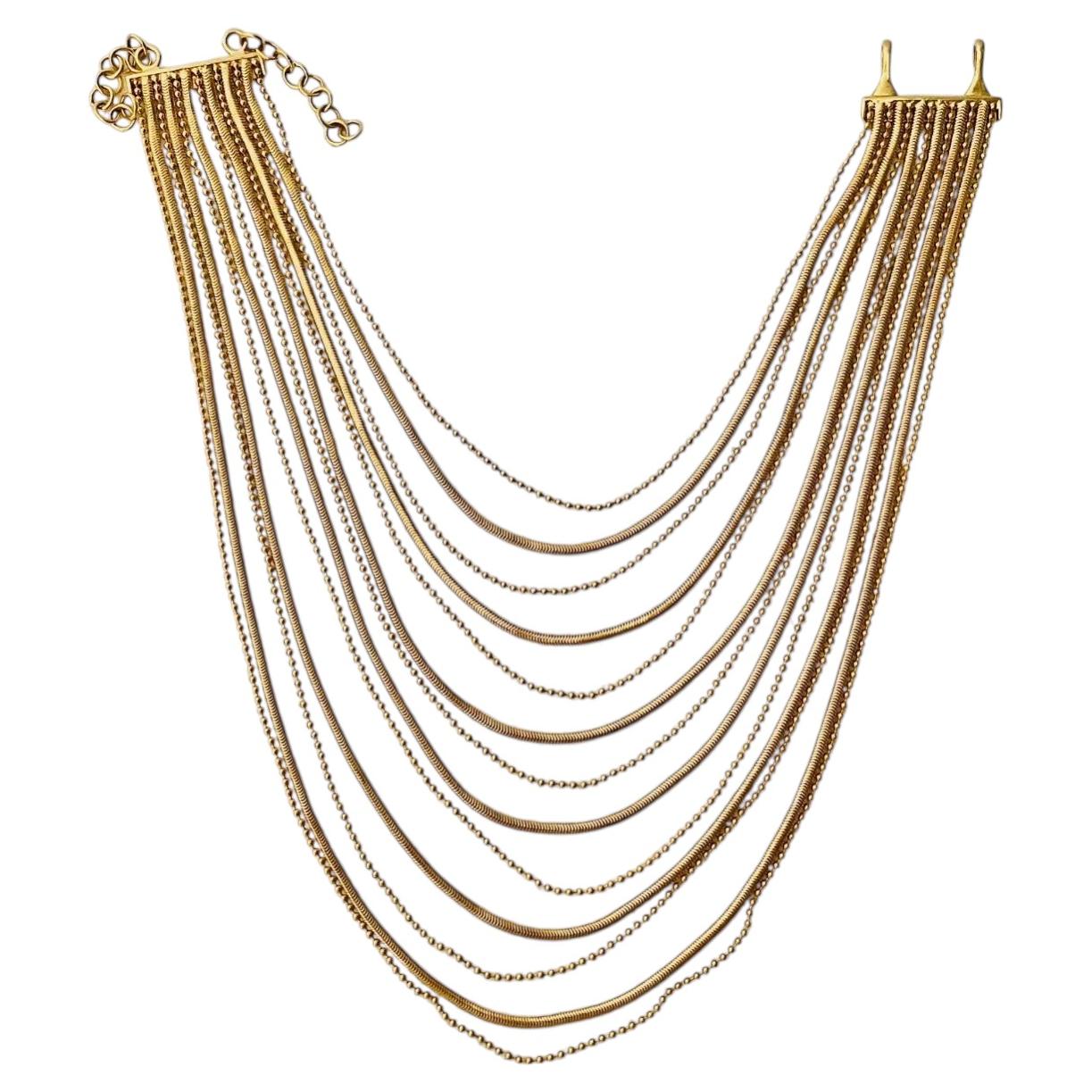 Christian Dior John Galliano: collana vintage rara con fili Masai in oro e motivo serpente lungo