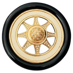 CHRISTIAN DIOR John Galliano Vintage Rare Huge Domed Sun Wheel Statement Brooch