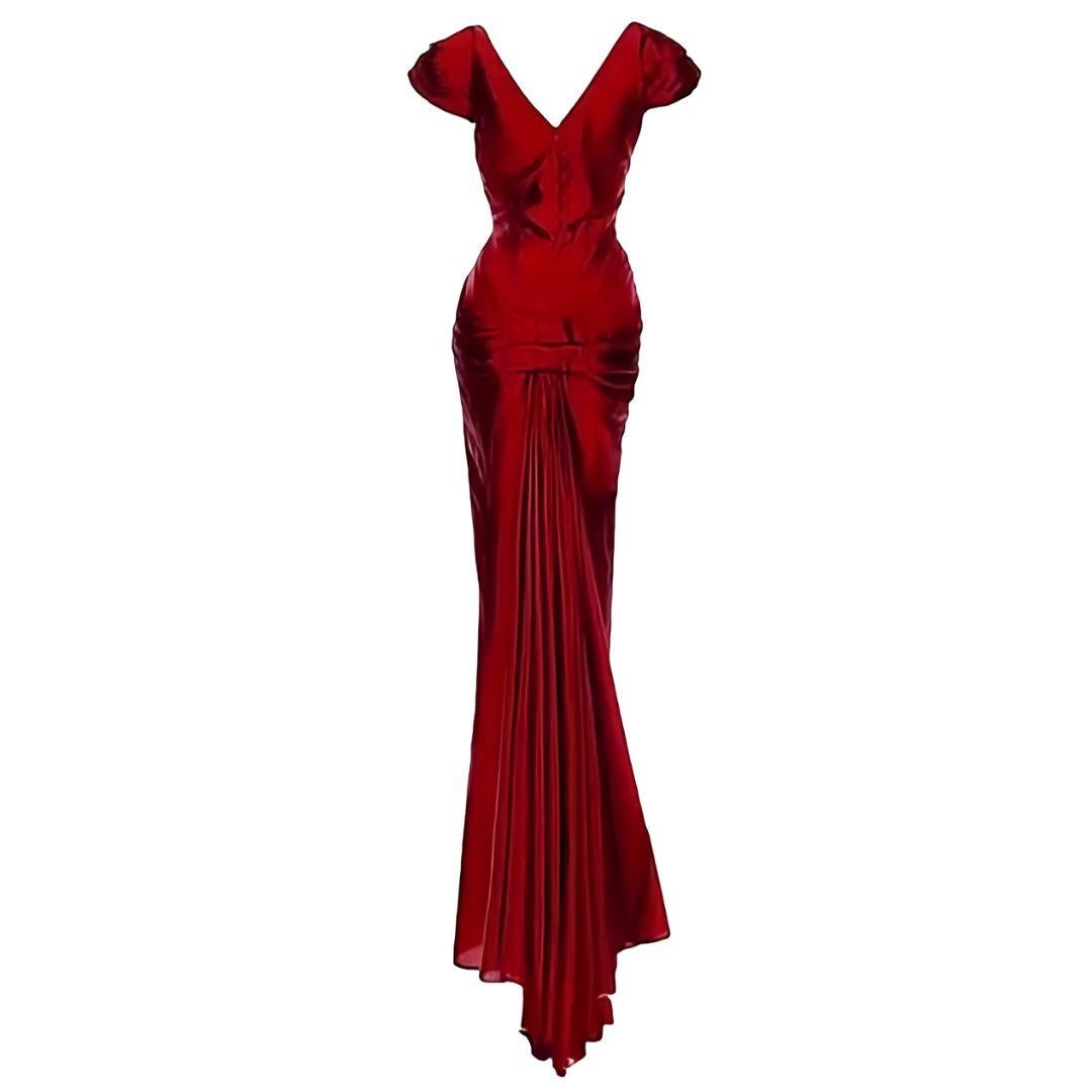 Women's Christian Dior John Galliano Vintage Red Evening Gown Fall/Winter 2006 Size 38FR