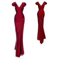 Christian Dior John Galliano Vintage Red Evening Gown Fall/Winter 2006 Size 38FR