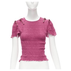 CHRISTIAN DIOR John Galliano Vintage rose pink bondage strap shirred sweater top