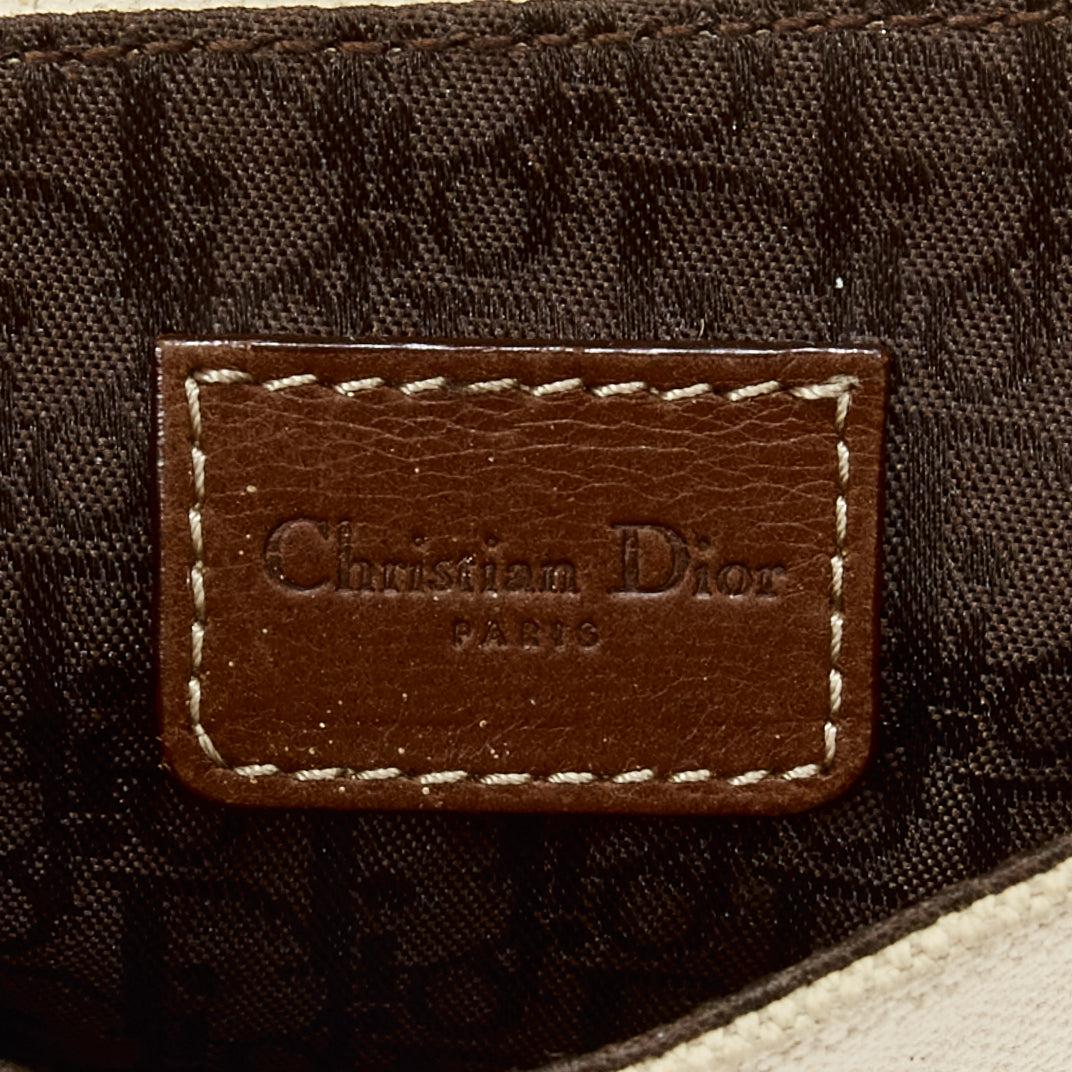 CHRISTIAN DIOR John Galliano Vintage Saddle beige canvas leather belt bag pouch For Sale 5