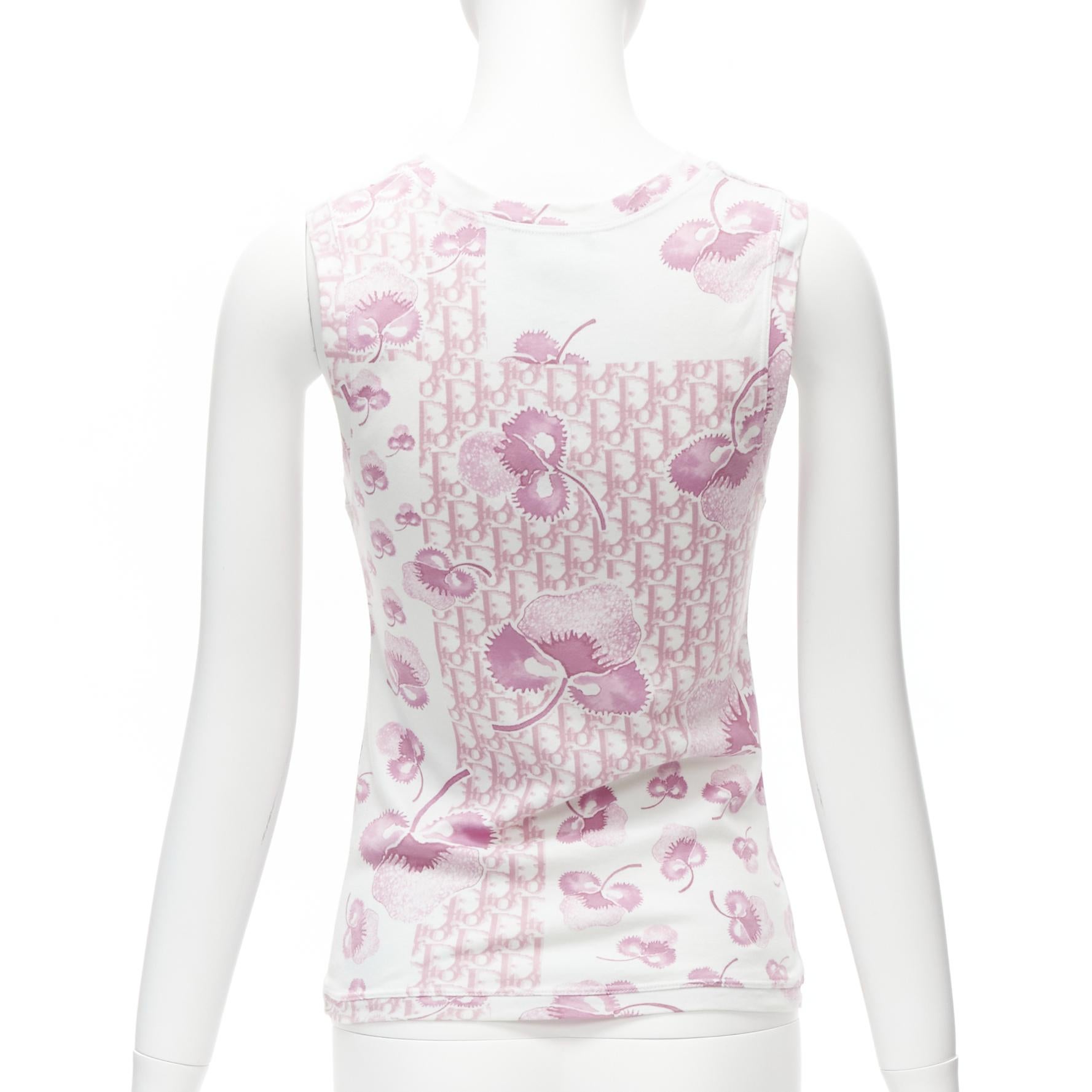 CHRISTIAN DIOR John Galliano Vintage trotter monogram blossom tank top FR38 M For Sale 1