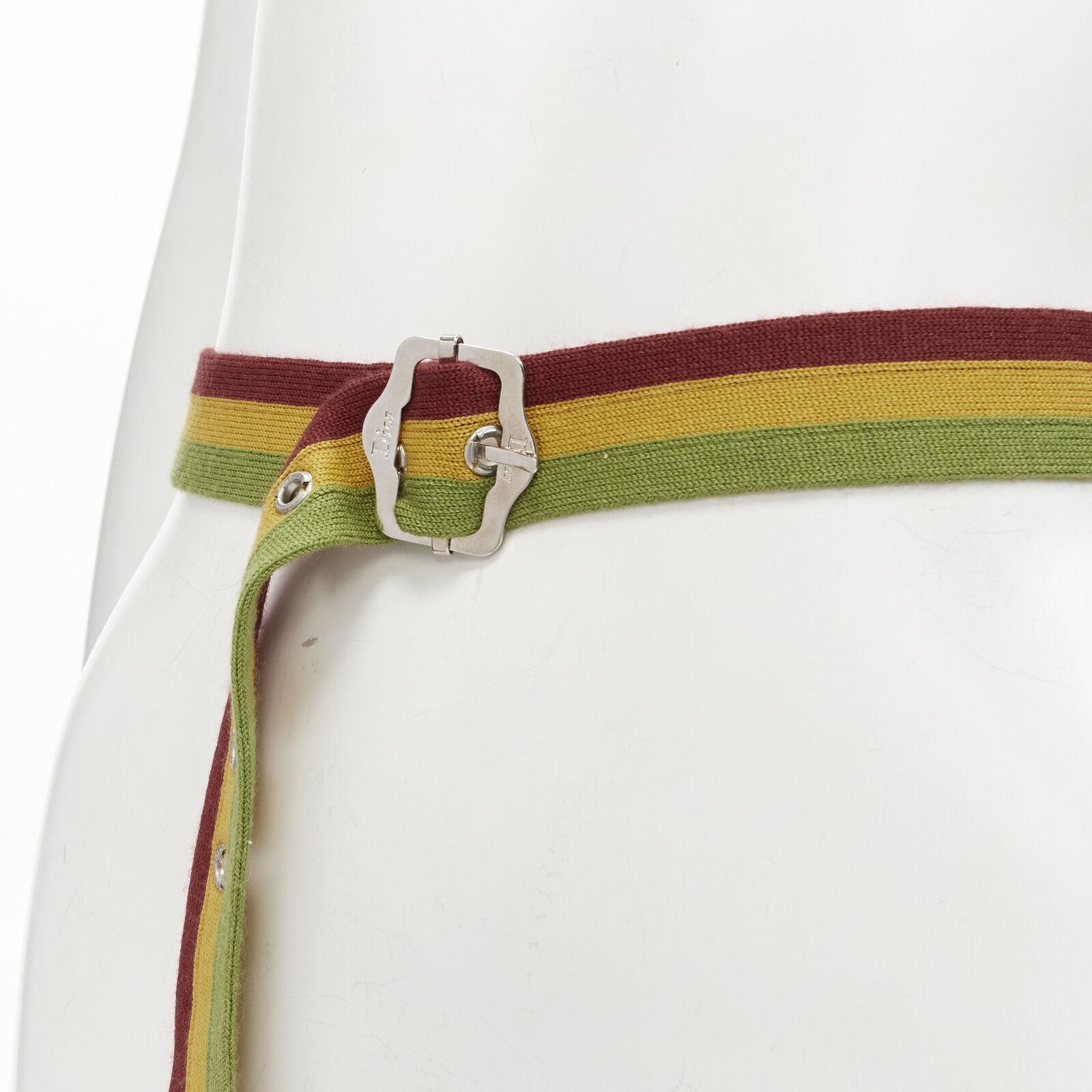 CHRISTIAN DIOR John Galliano Vintage Y2K Rasta red green web CD buckle belt
Reference: ANWU/A00866
Brand: Christian Dior
Designer: John Galliano
Collection: Rasta
Material: Feels like cotton
Color: Red, Yellow
Pattern: Striped
Closure: