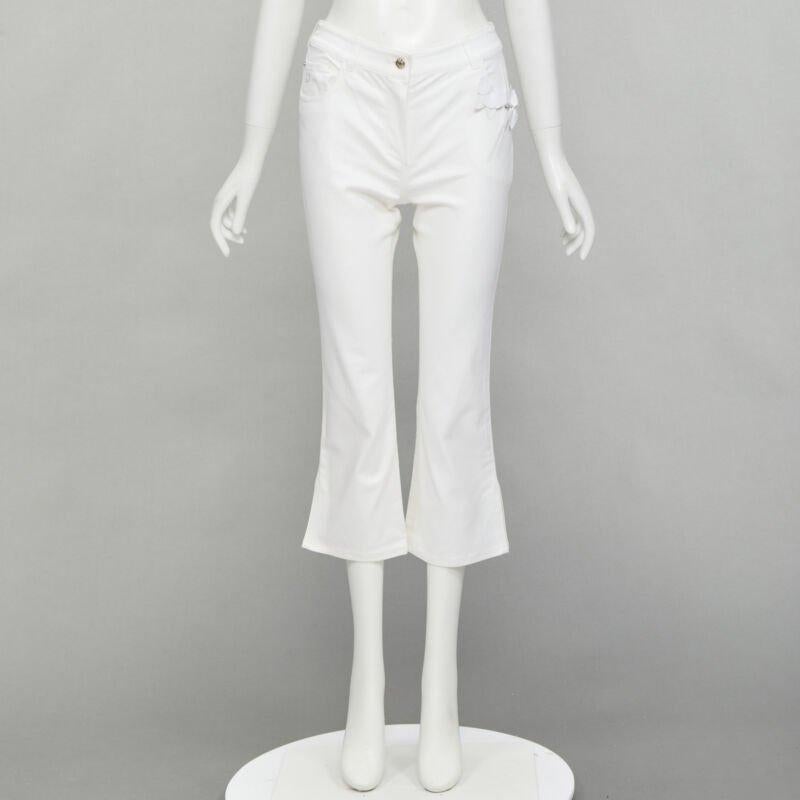 CHRISTIAN DIOR John Galliano Y2K crystal 3D petal cropped flare jeans For Sale 6
