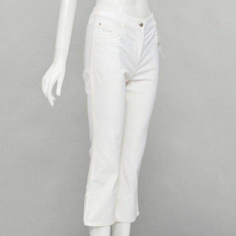 CHRISTIAN DIOR John Galliano Y2K crystal 3D petal cropped flare