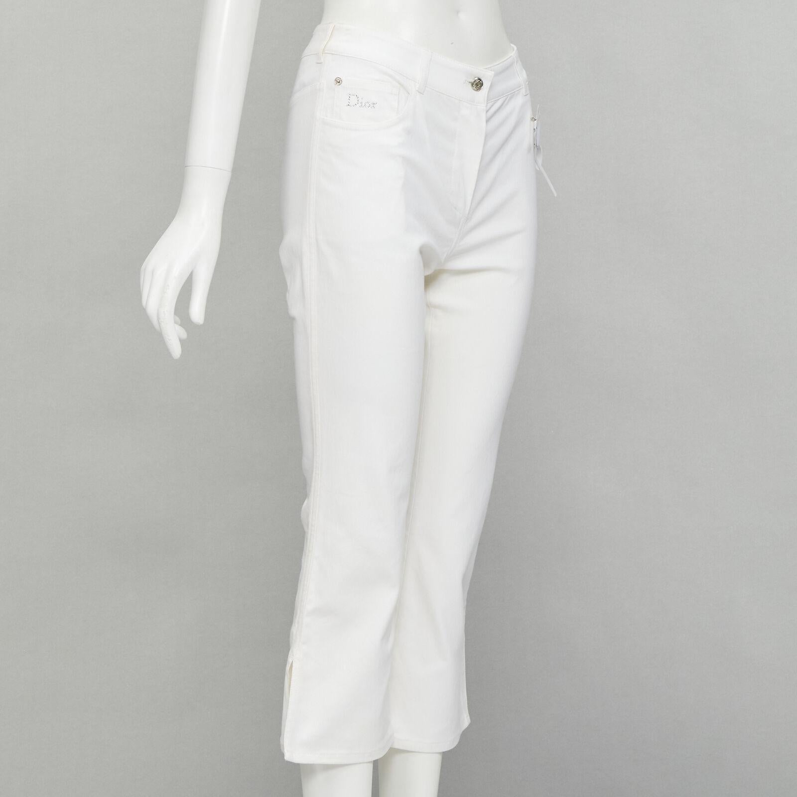 Gray CHRISTIAN DIOR John Galliano Y2K crystal 3D petal cropped flare jeans For Sale
