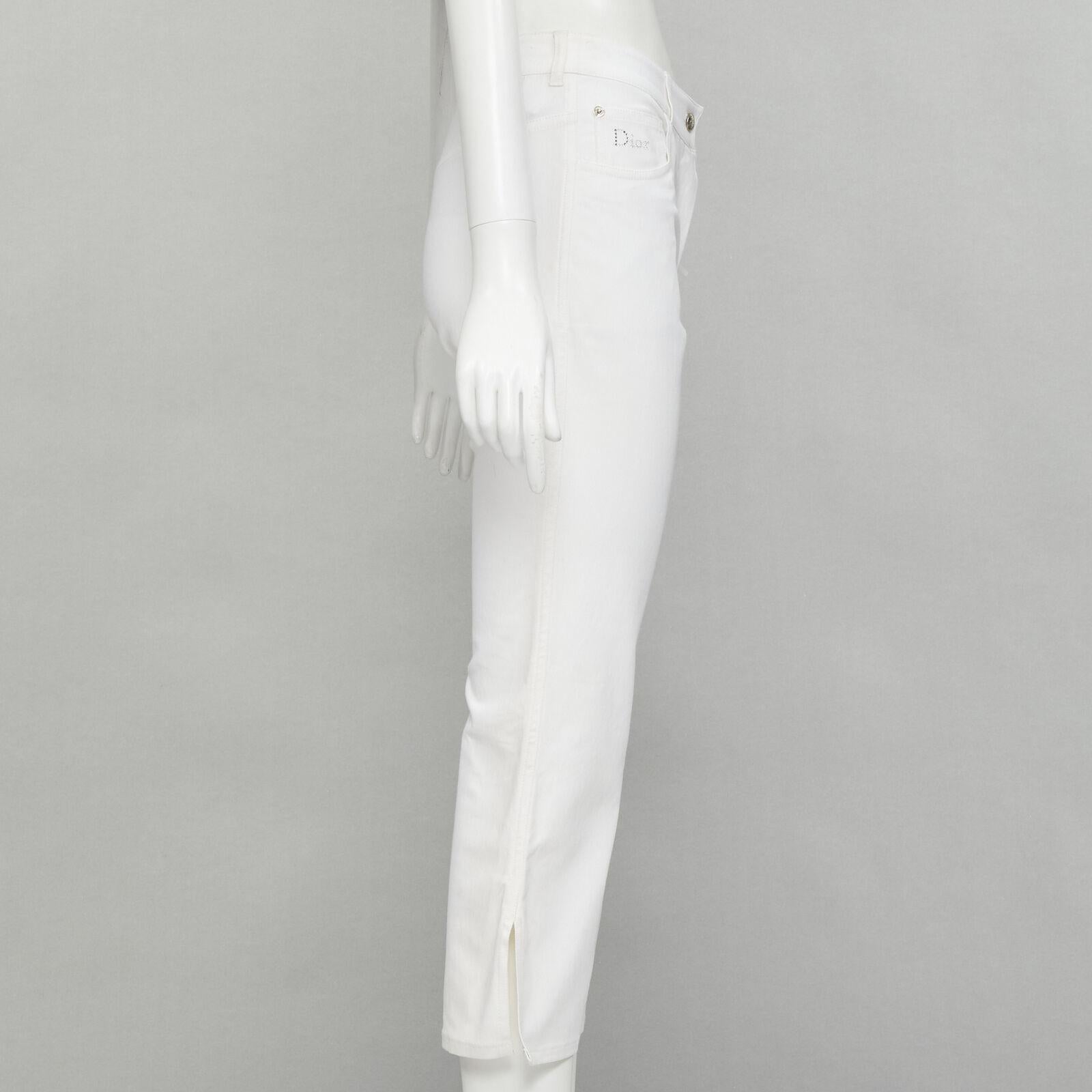 CHRISTIAN DIOR John Galliano Y2K crystal 3D petal cropped flare jeans In Excellent Condition For Sale In Hong Kong, NT