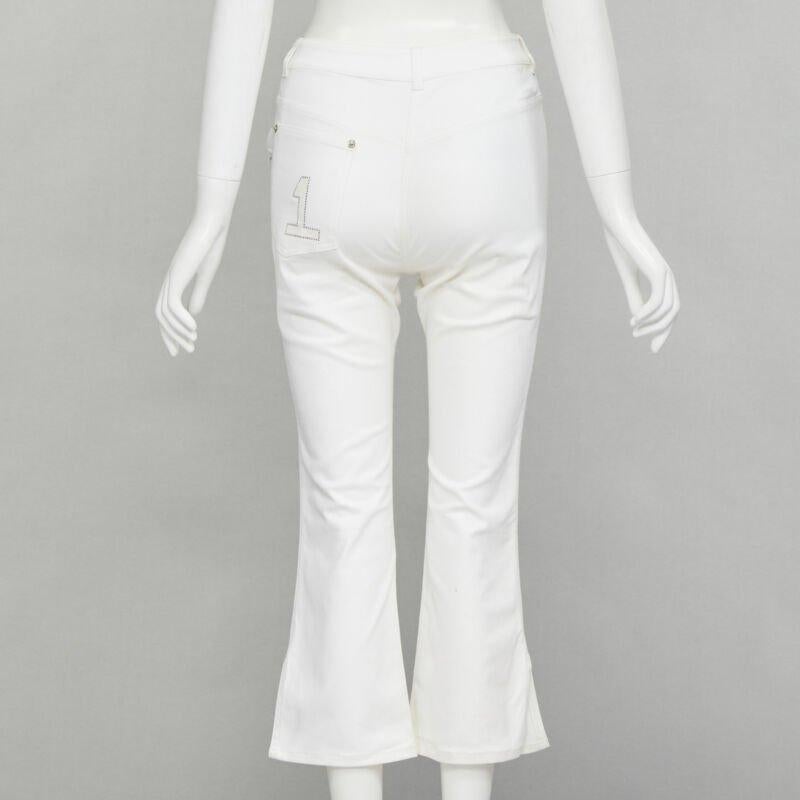 Women's CHRISTIAN DIOR John Galliano Y2K crystal 3D petal cropped flare jeans For Sale
