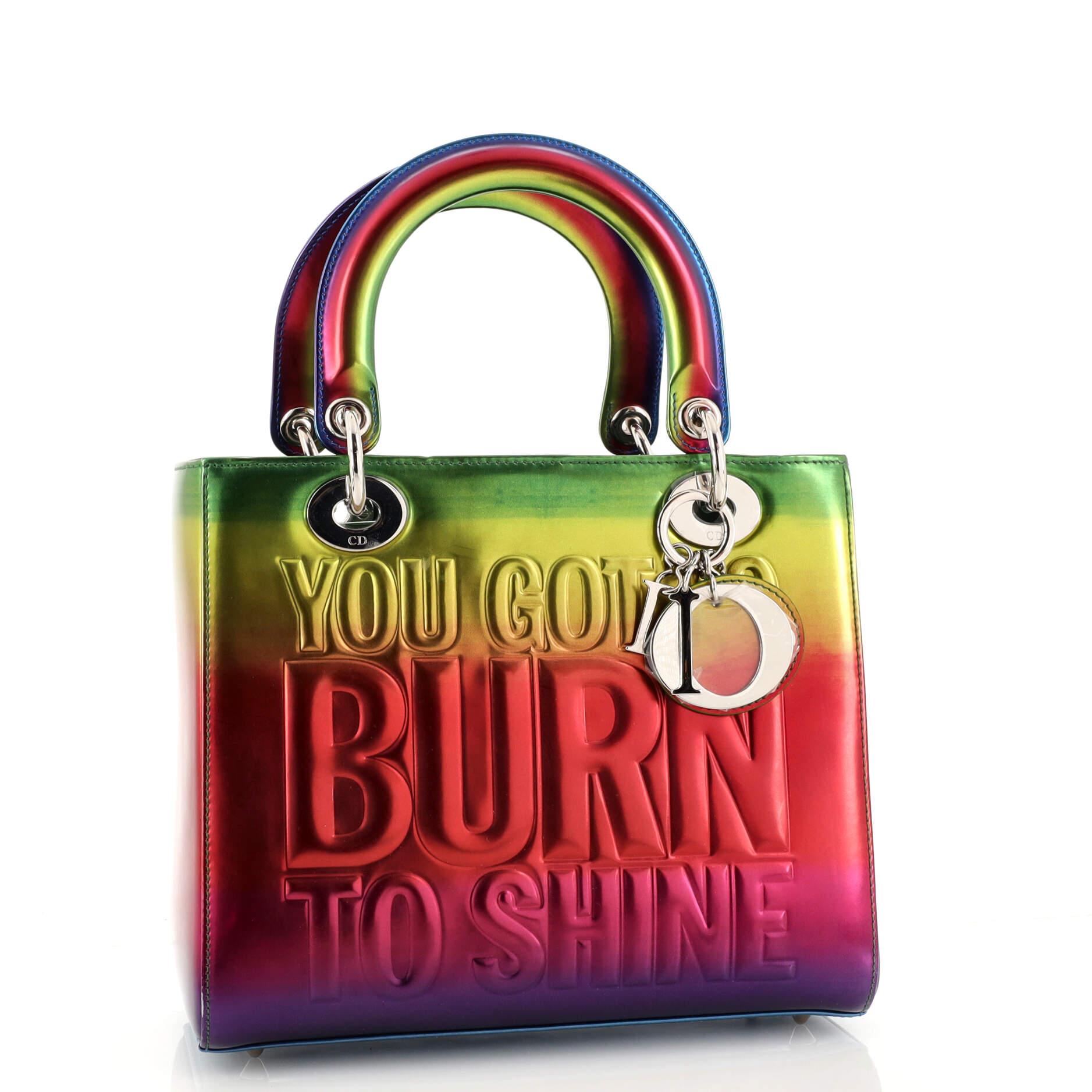 Christian Dior John Giorno Lady Dior Bag Limited Edition Rainbow Metallic  In Good Condition In NY, NY