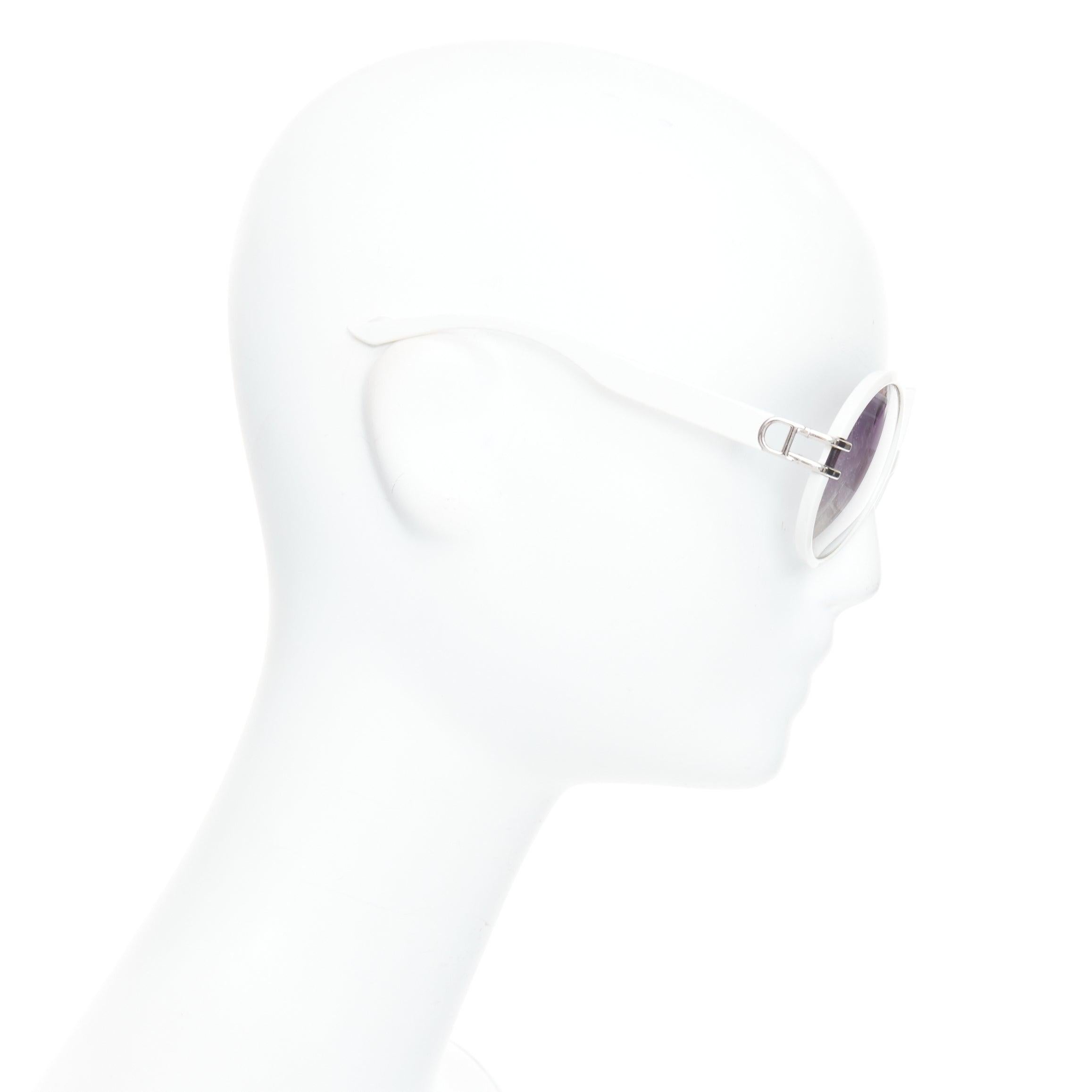 CHRISTIAN DIOR Josephine1 VK6VK white silver D logo oval sunglasses In Good Condition For Sale In Hong Kong, NT