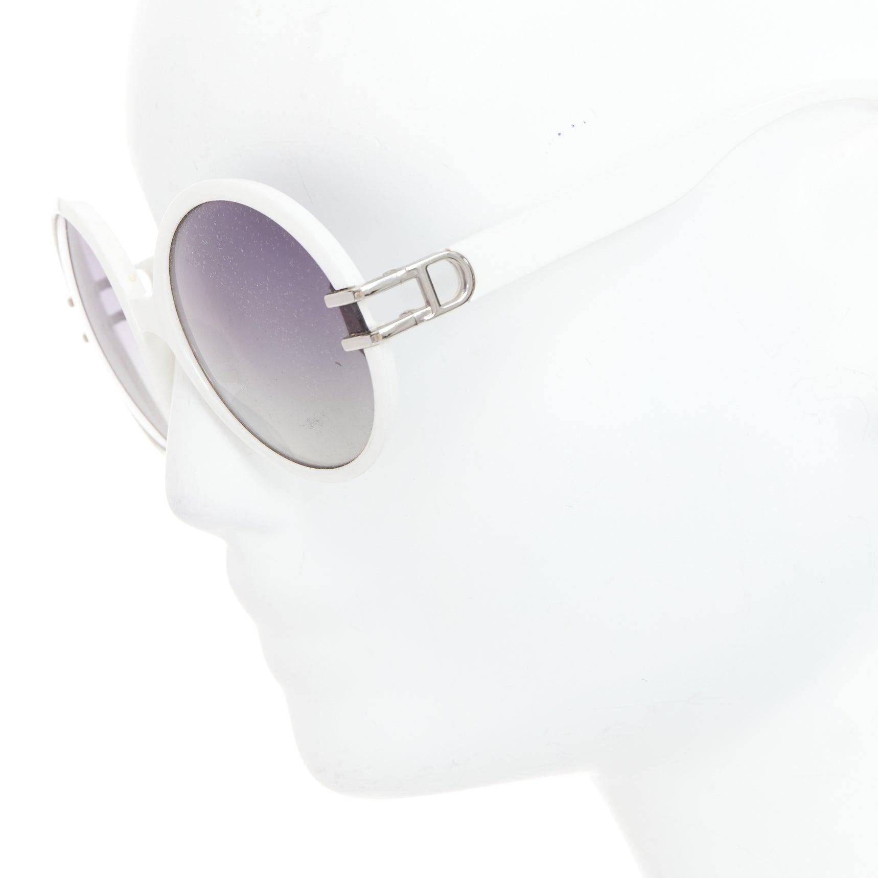 CHRISTIAN DIOR Josephine1 VK6VK white silver D logo oval sunglasses For Sale 1