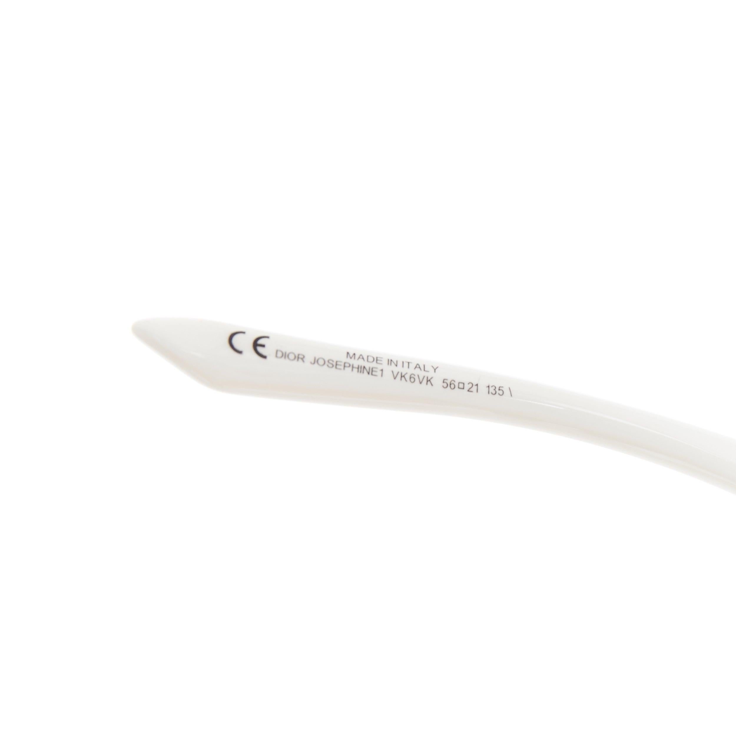 CHRISTIAN DIOR Josephine1 VK6VK white silver D logo oval sunglasses For Sale 2