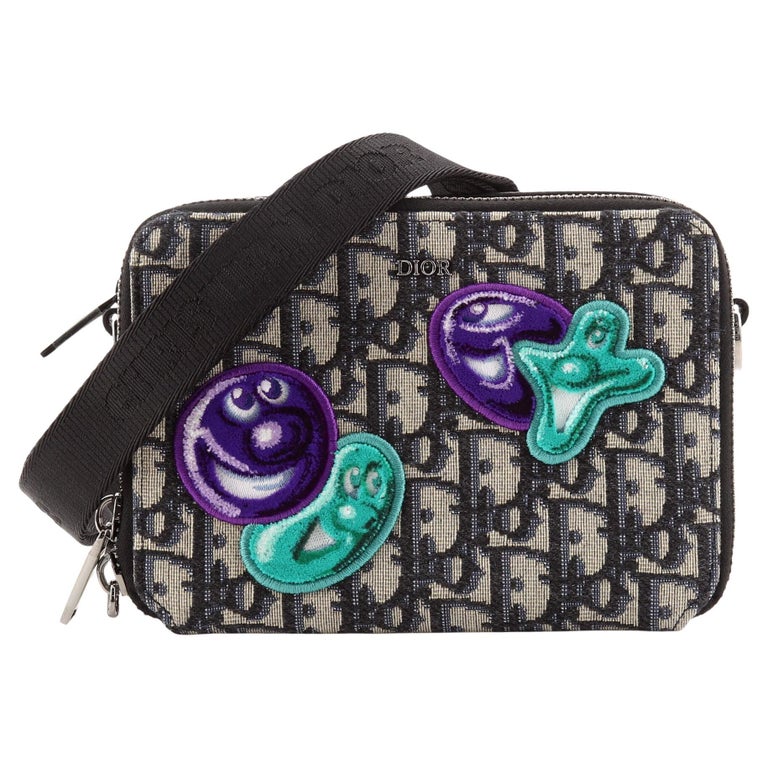 Christian Dior Kenny Scharf Double Zip Crossbody Pouch Oblique Canvas wit  For Sale at 1stDibs