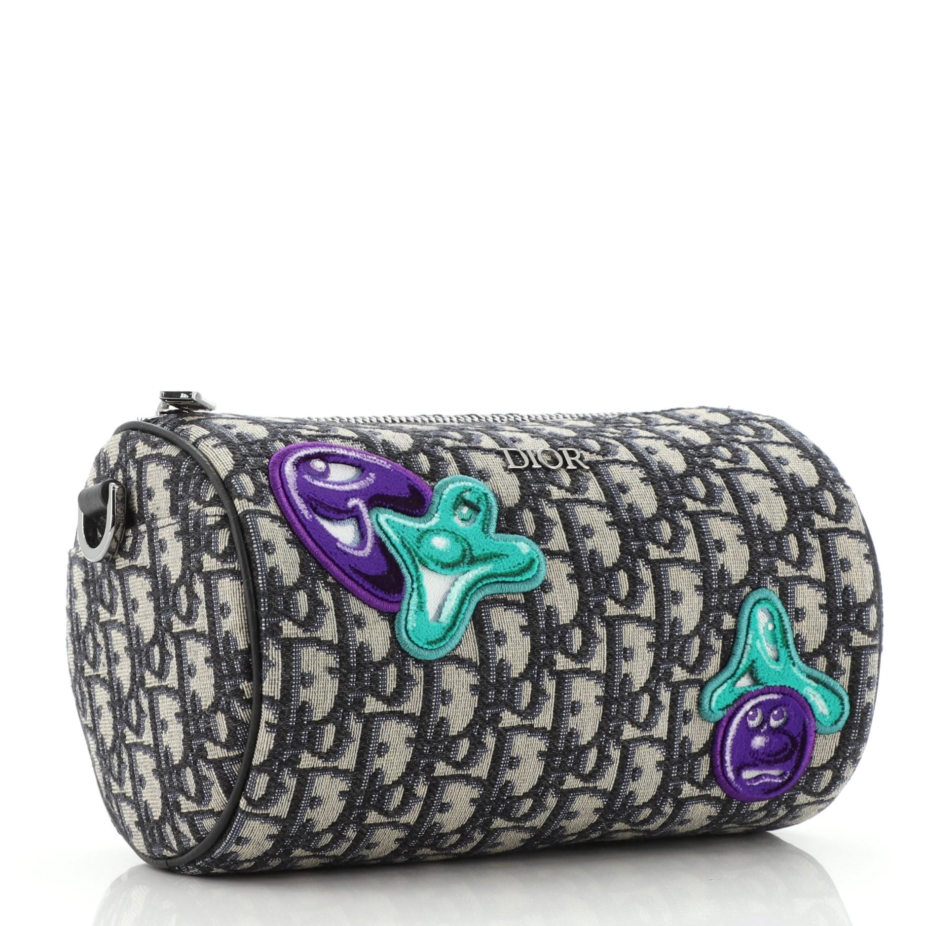 Christian Dior Kenny Scharf Roller Messenger Bag aus besticktem Segeltuch (Schwarz)