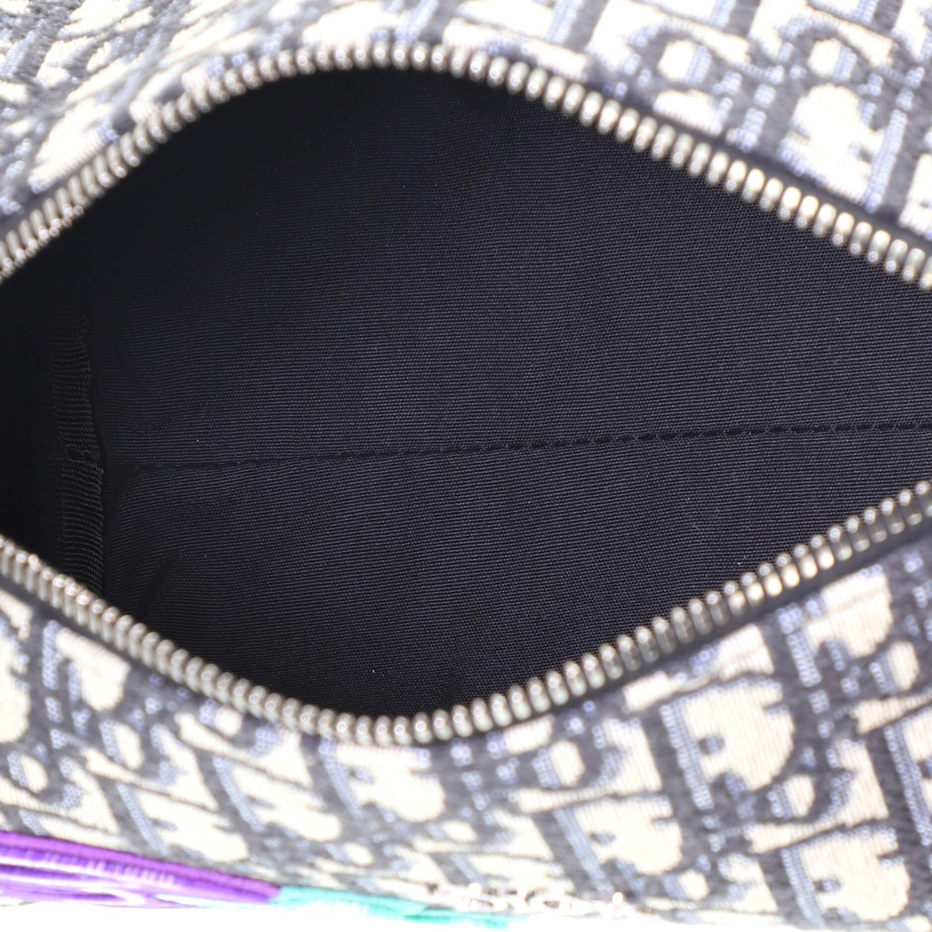 Black Christian Dior Kenny Scharf Roller Messenger Bag Embroidered Oblique Canvas