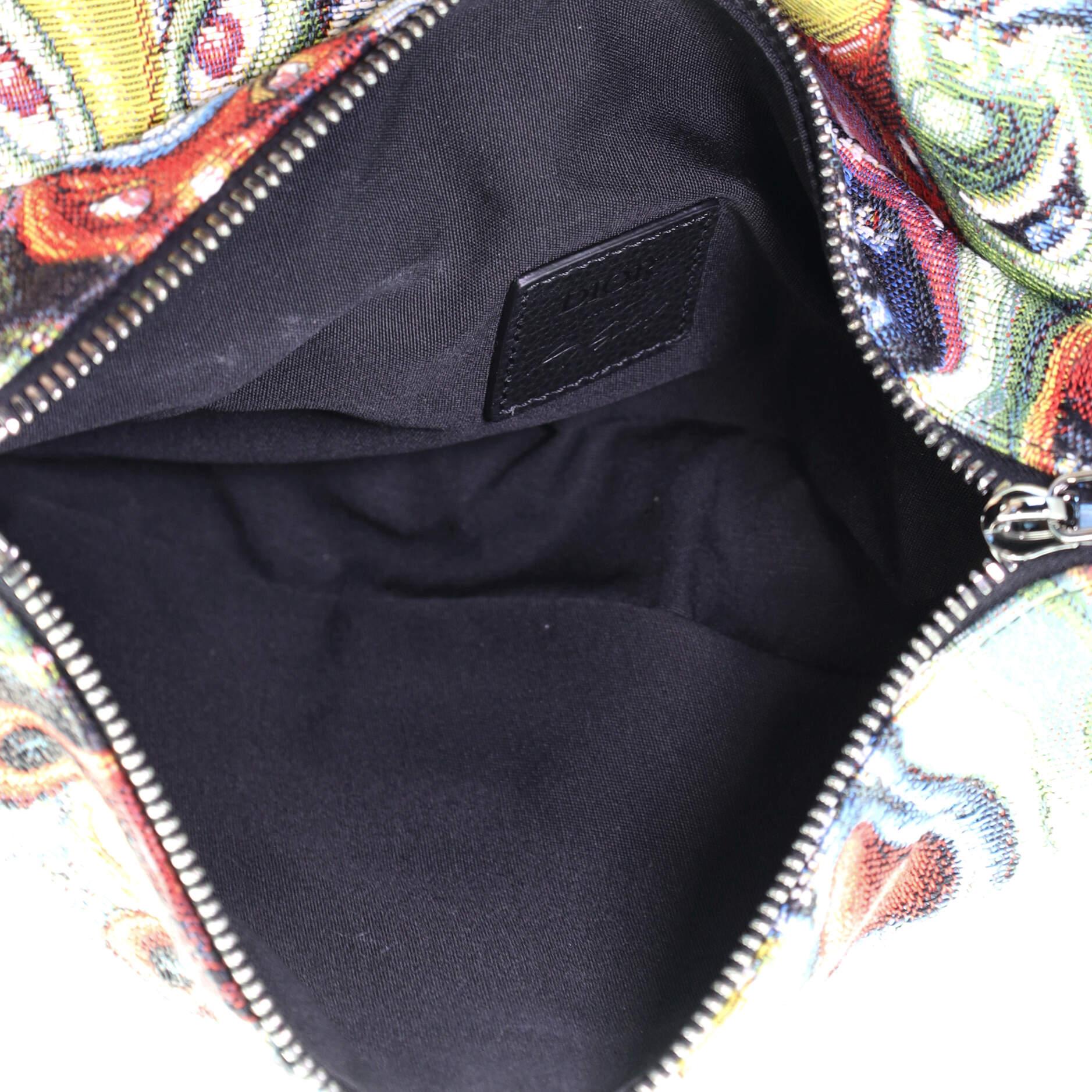 Brown Christian Dior Kenny Scharf Saddle Crossbody Bag Jacquard