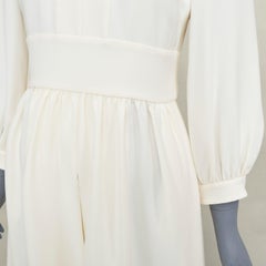 CHRISTIAN DIOR keyhole slit collar long sleeve panel ivory crepe dress FR38 M