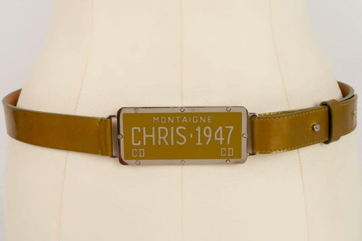 Christian Dior Khaki Patent Leather Belt, 2001 In Excellent Condition For Sale In SAINT-OUEN-SUR-SEINE, FR