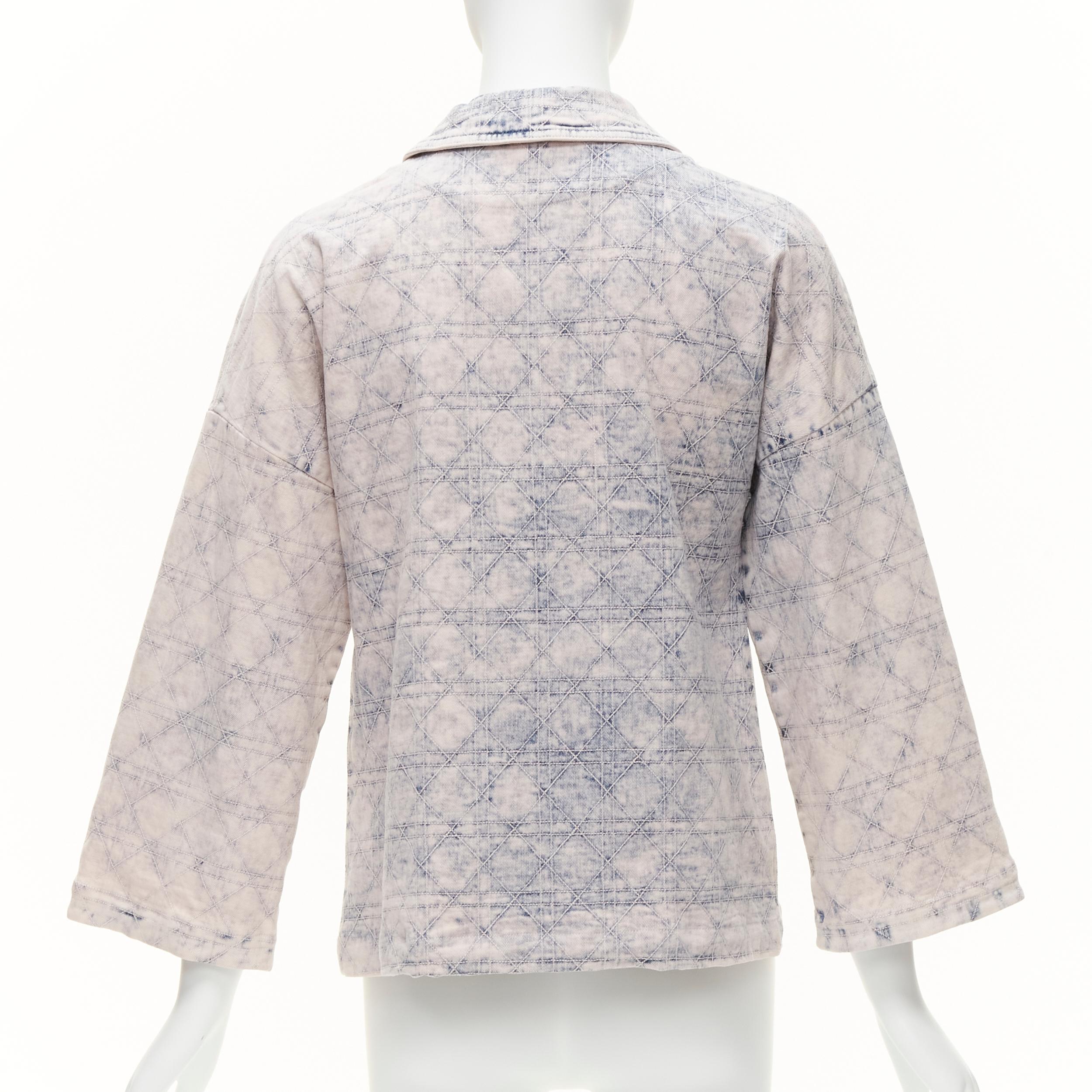 CHRISTIAN DIOR Kids bleached blue washed Cannage quilted dye denim jacket 13Y XS For Sale 1