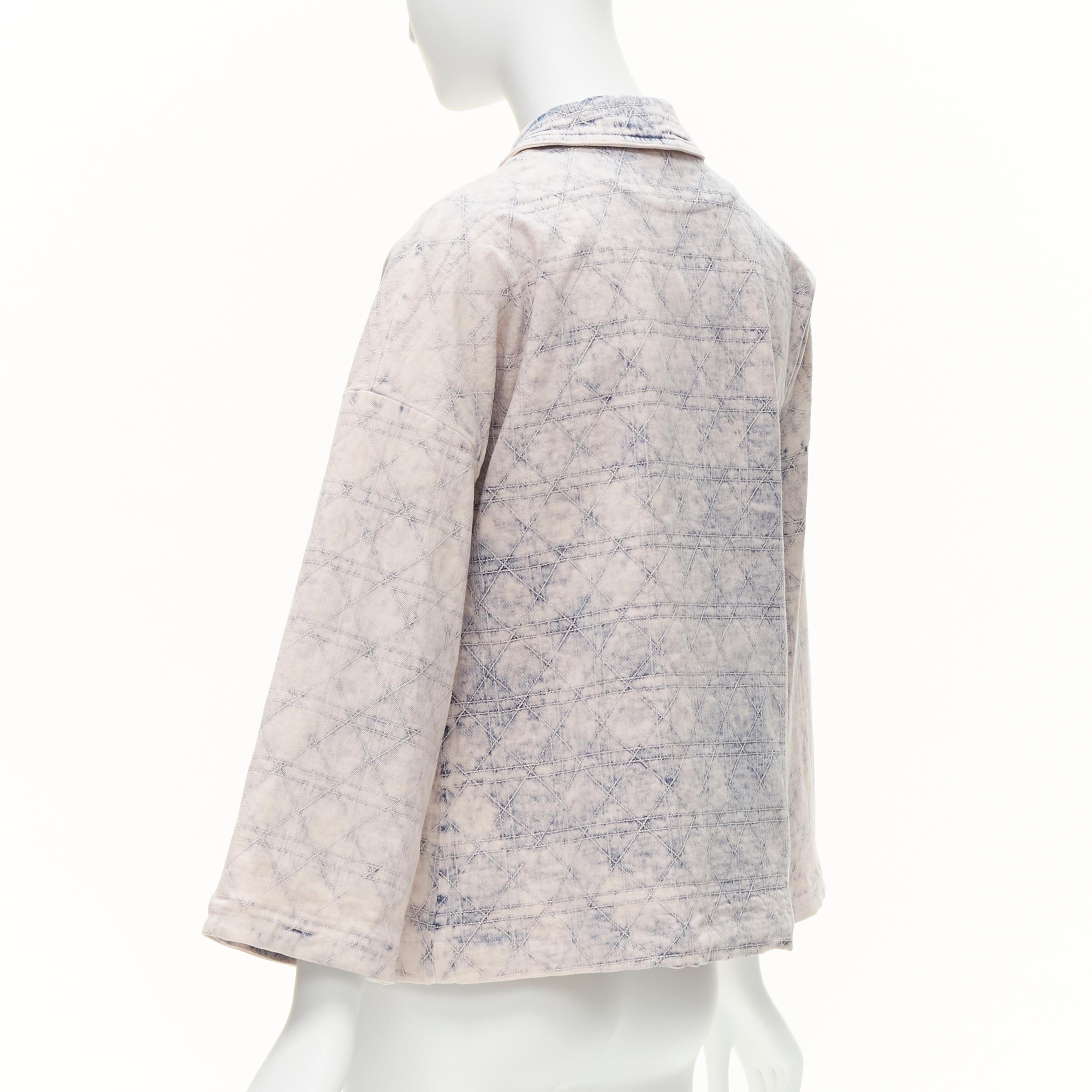 CHRISTIAN DIOR Kids bleached blue washed Cannage quilted dye denim jacket 13Y XS For Sale 2