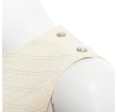 CHRISTIAN DIOR KIDS cream cotton blend Cannage topstitch dress 12Y XS