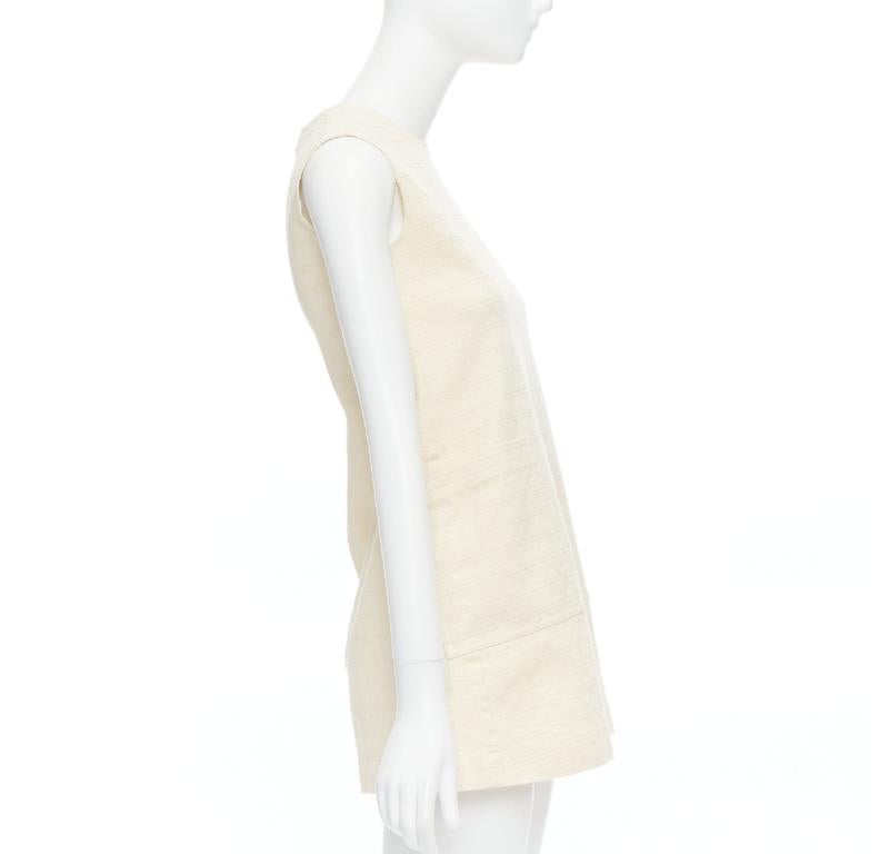 CHRISTIAN DIOR KIDS cream cotton blend Cannage topstitch dress 12Y XS In Excellent Condition In Hong Kong, NT