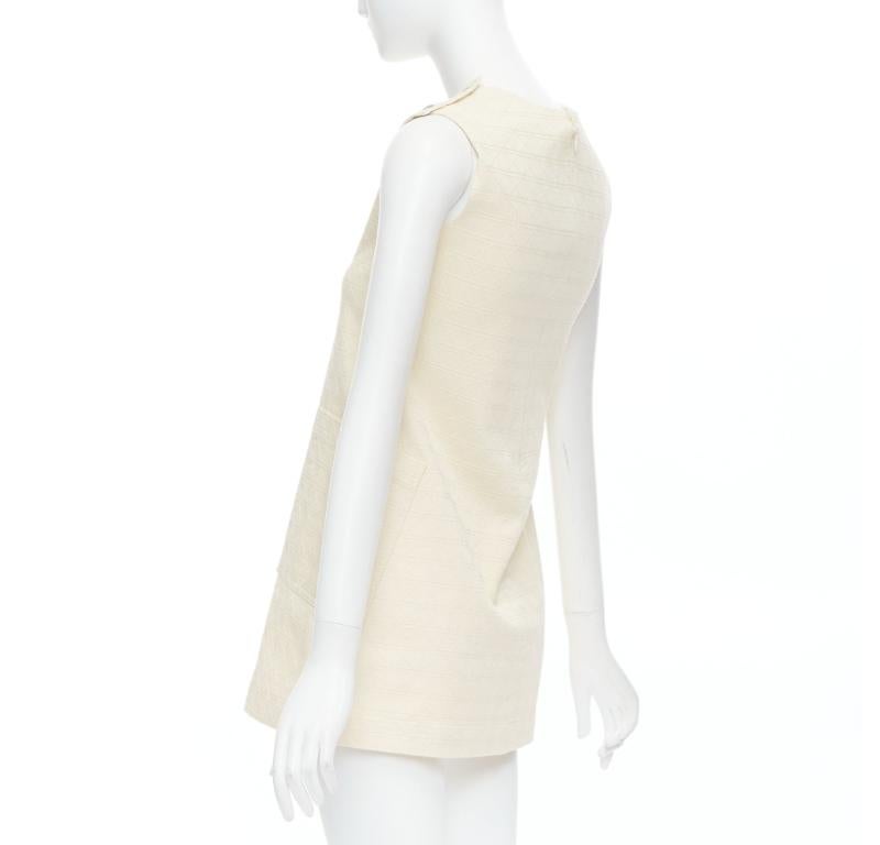 CHRISTIAN DIOR KIDS cream cotton blend Cannage topstitch dress 12Y XS 1