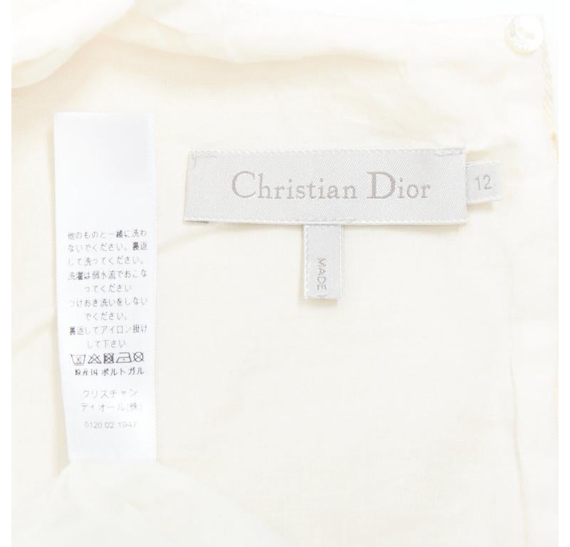 CHRISTIAN DIOR KIDS cream cotton blend Cannage topstitch dress 12Y XS 3