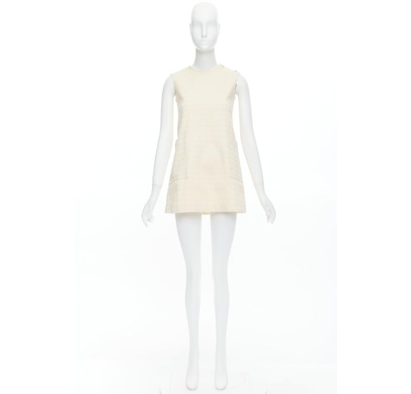 CHRISTIAN DIOR KIDS cream cotton blend Cannage topstitch dress 12Y XS 4