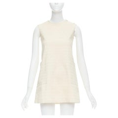 CHRISTIAN DIOR KIDS cream cotton blend Cannage topstitch dress 12Y XS