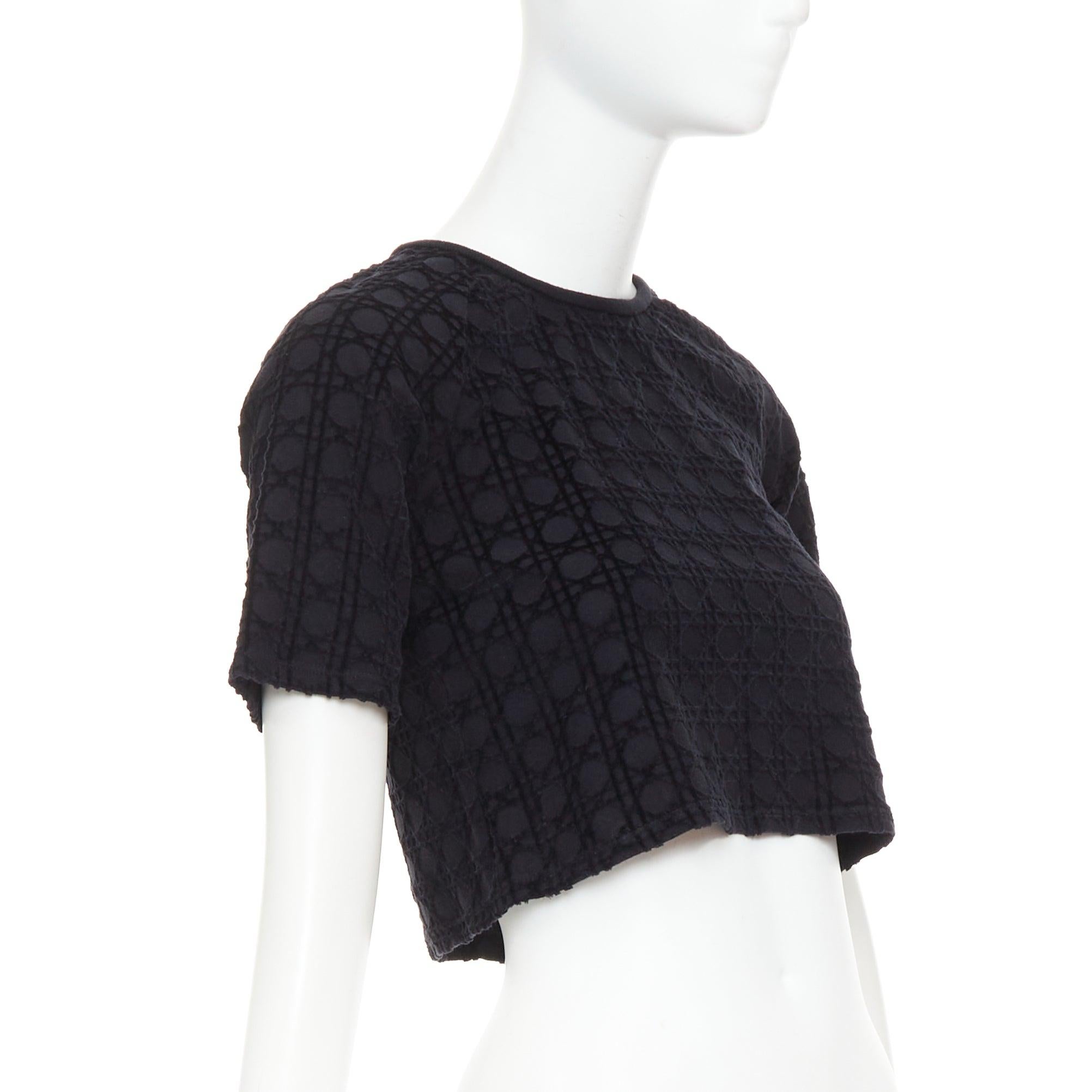 Nero Christian Dior KIDS Diorissimo cannage in velluto stampato in cotone, crop top 10 anni XS in vendita