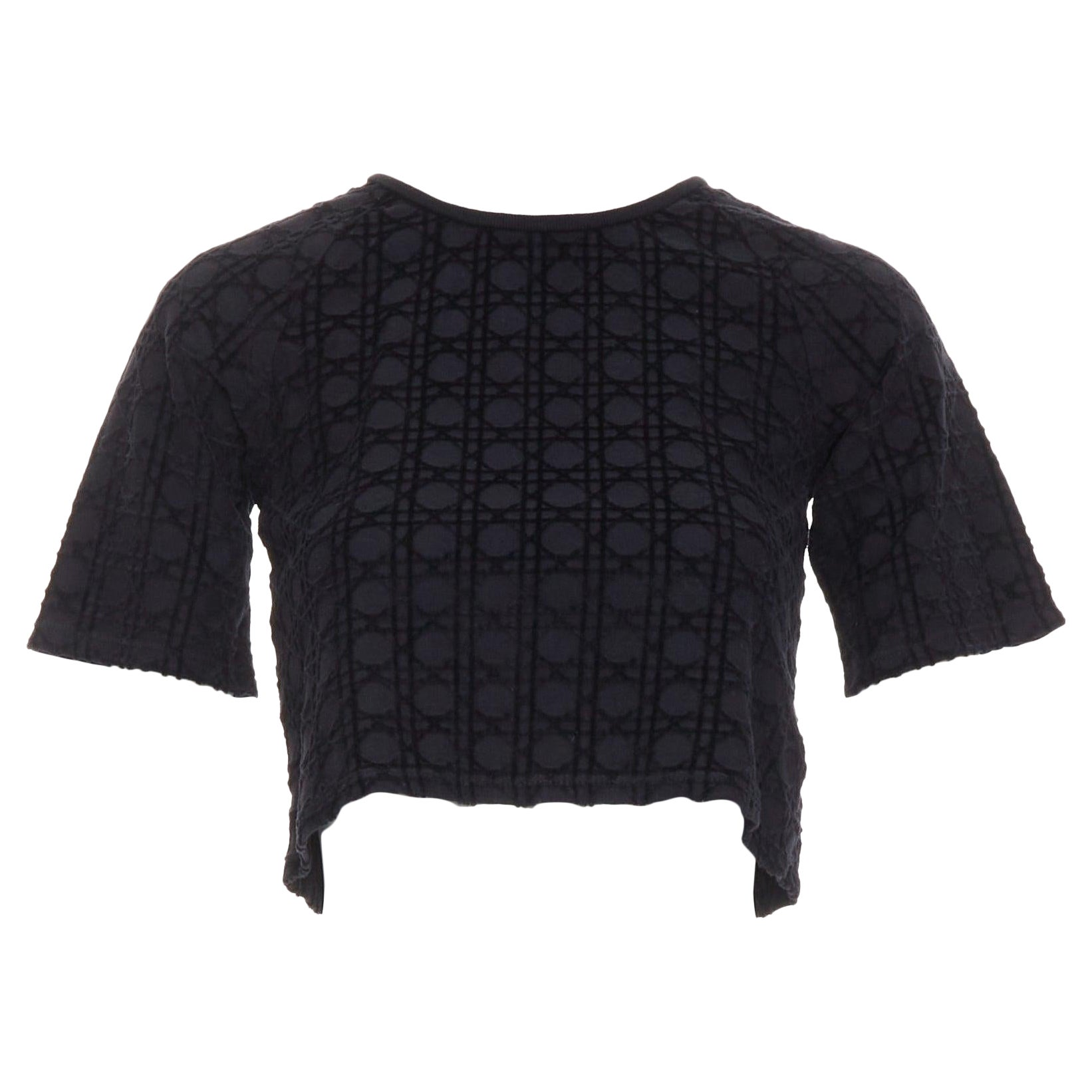 CHRISTIAN DIOR KIDS Diorissimo cannage Samt Druck Baumwolle crop top 10Yrs XS