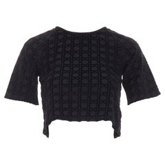 CHRISTIAN DIOR KIDS Diorissimo cannage velvet print cotton crop top 10Yrs XS