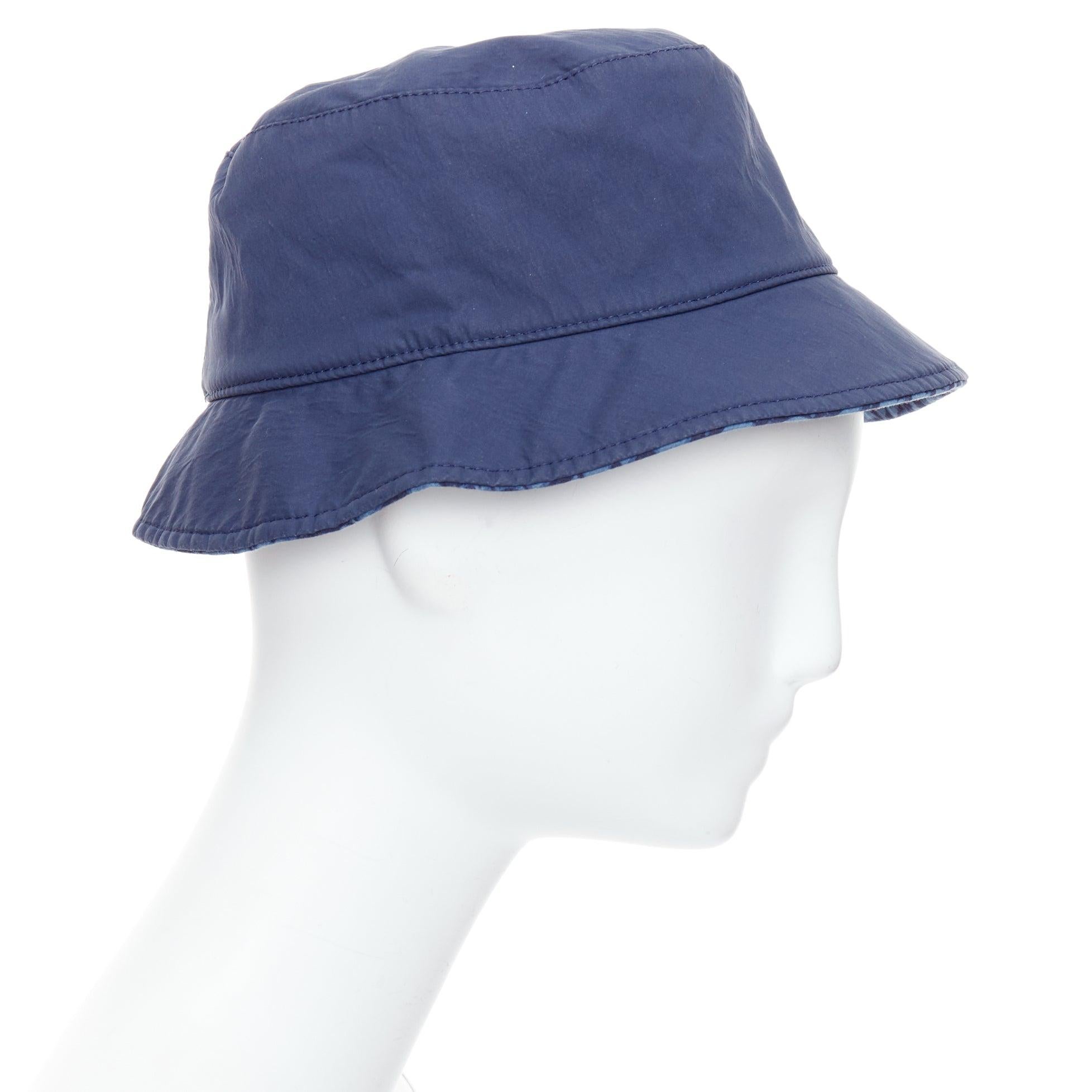 CHRISTIAN DIOR KIDS navy cotton monogram lined bucket hat T3 In Good Condition For Sale In Hong Kong, NT