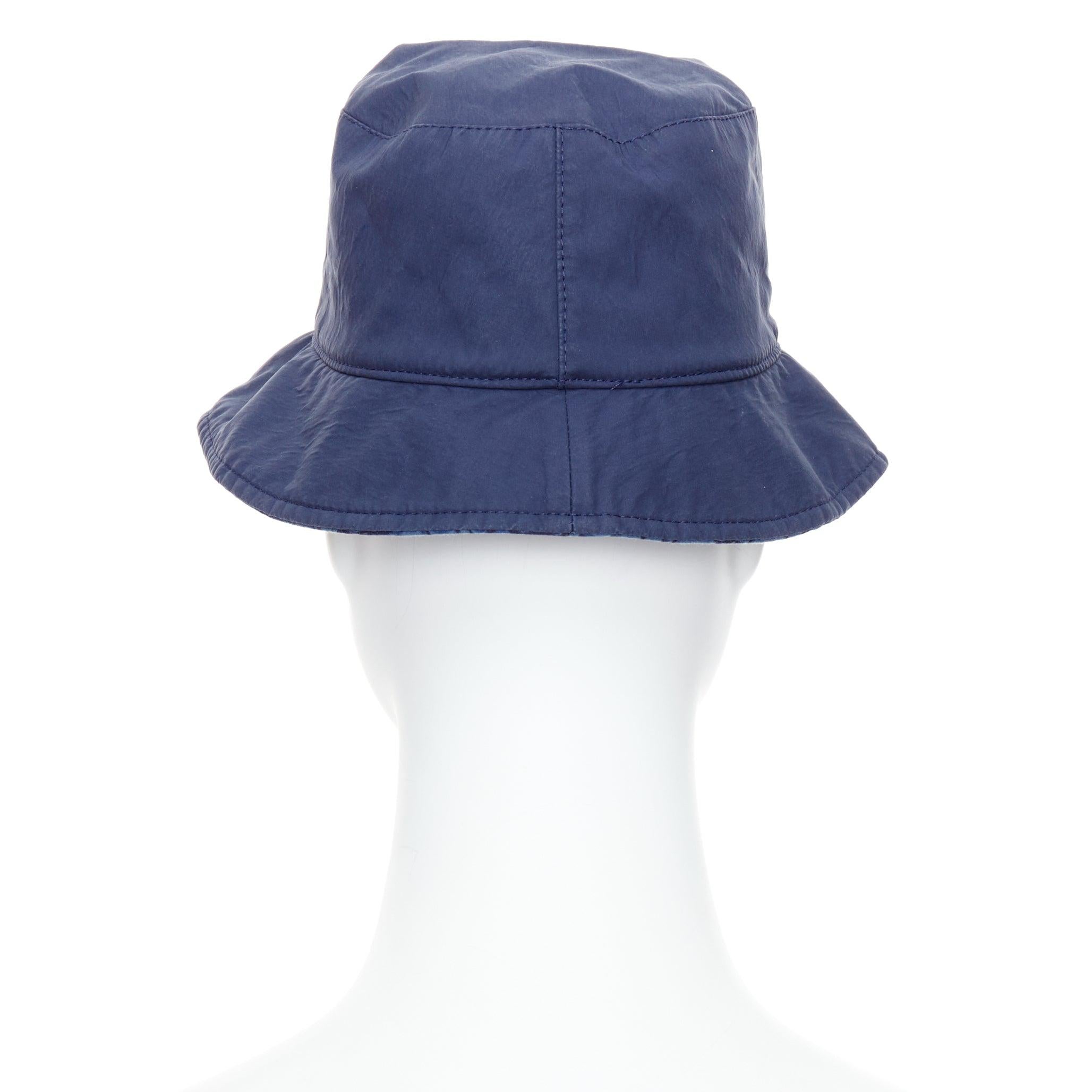 Women's CHRISTIAN DIOR KIDS navy cotton monogram lined bucket hat T3 For Sale
