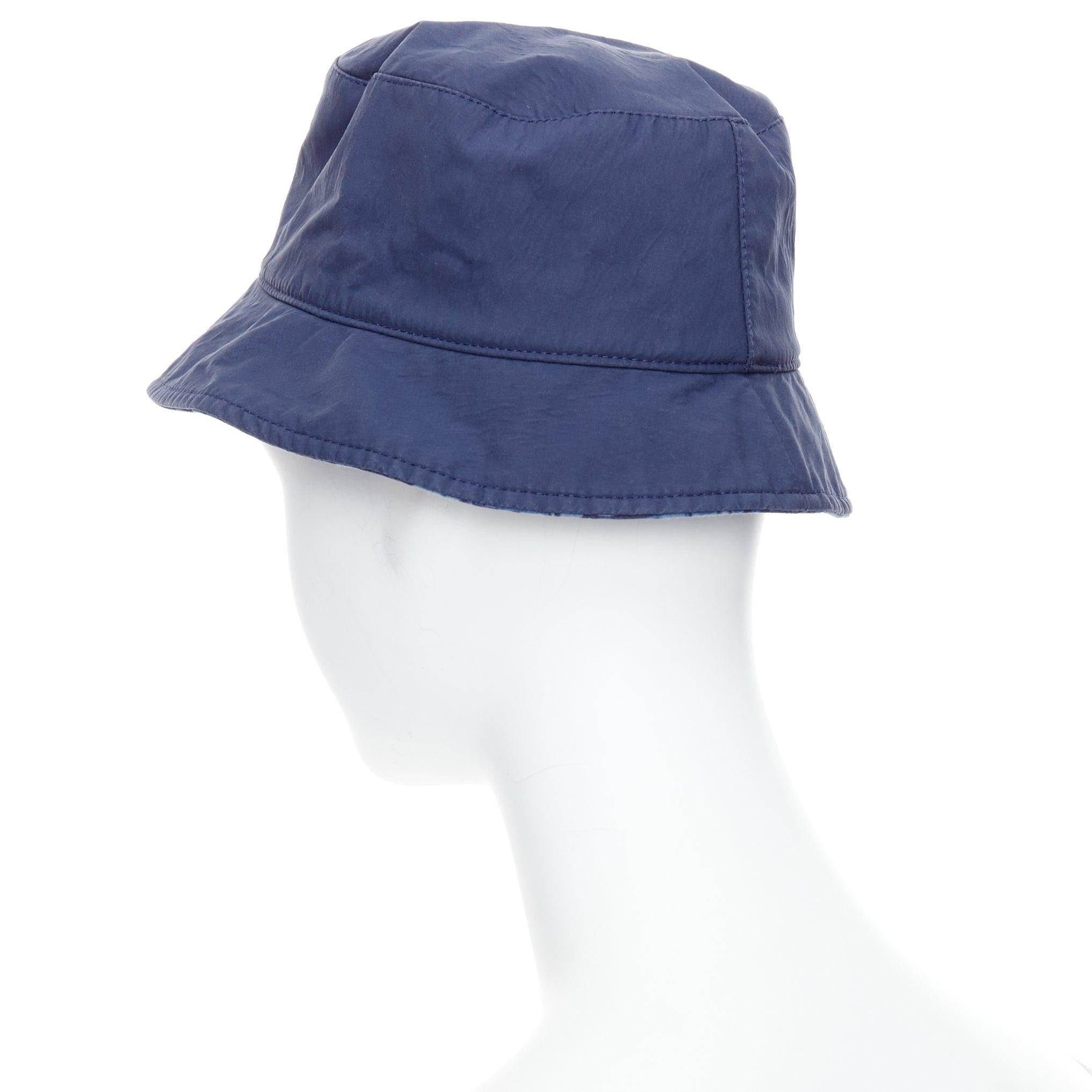 CHRISTIAN DIOR KIDS navy cotton monogram lined bucket hat T3 For Sale 1