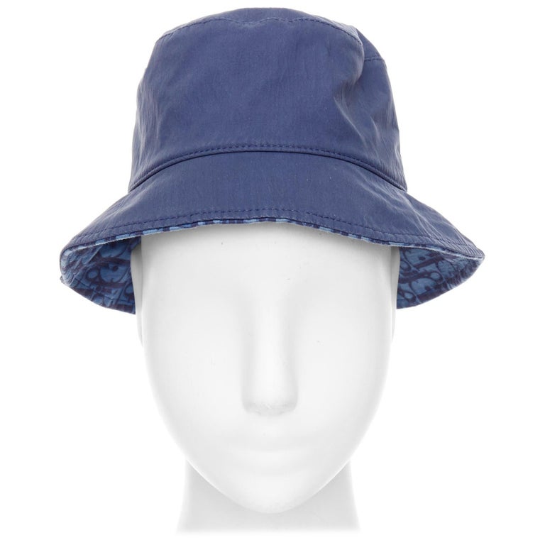 CHRISTIAN DIOR KIDS navy cotton monogram lined bucket hat T3  display picture 1