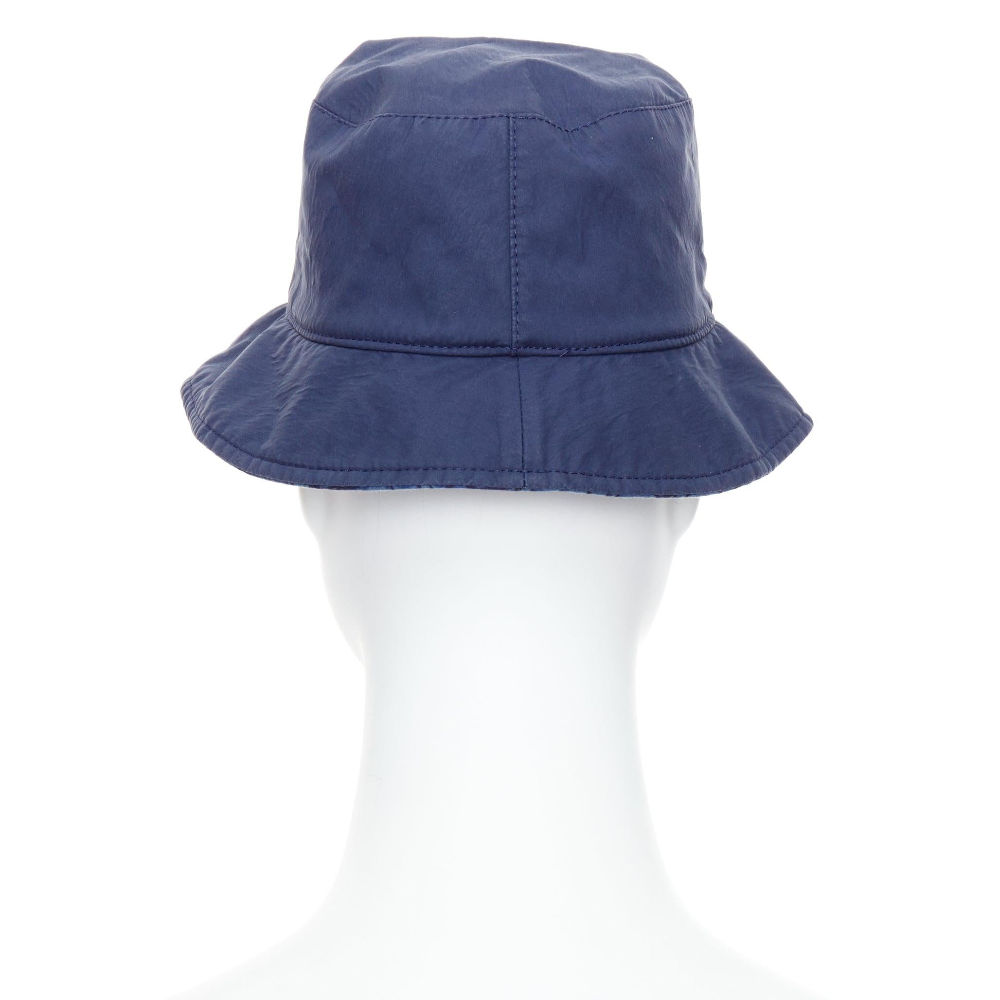 Women's CHRISTIAN DIOR KIDS navy cotton monogram lined bucket hat T4 For Sale