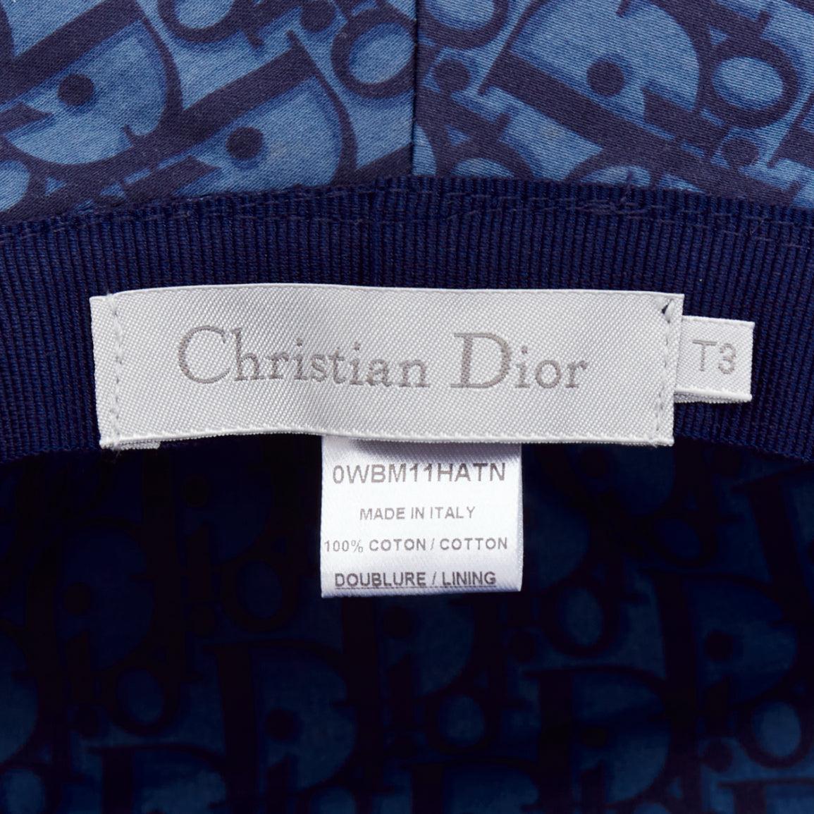 CHRISTIAN DIOR KIDS navy cotton monogram lined bucket hat T4 For Sale 3