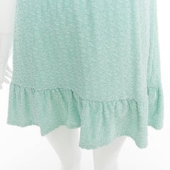 CHRISTIAN DIOR KIDS turquoise cotton velour monogram frill mini dress Yr12