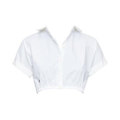 CHRISTIAN DIOR KIDS white cotton blend black bee embroidered crop shirt 12Y XS