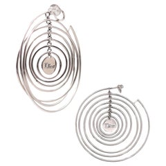 CHRISTIAN DIOR Kinetic Dangle Earrings In Rhodium Plated .925 Sterling Silver