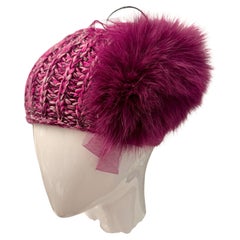 Christian Dior knit cashmere fox fur and goat rare beanie