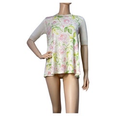 Christian Dior Knit Floral Print T-Shirt Top Sz.36